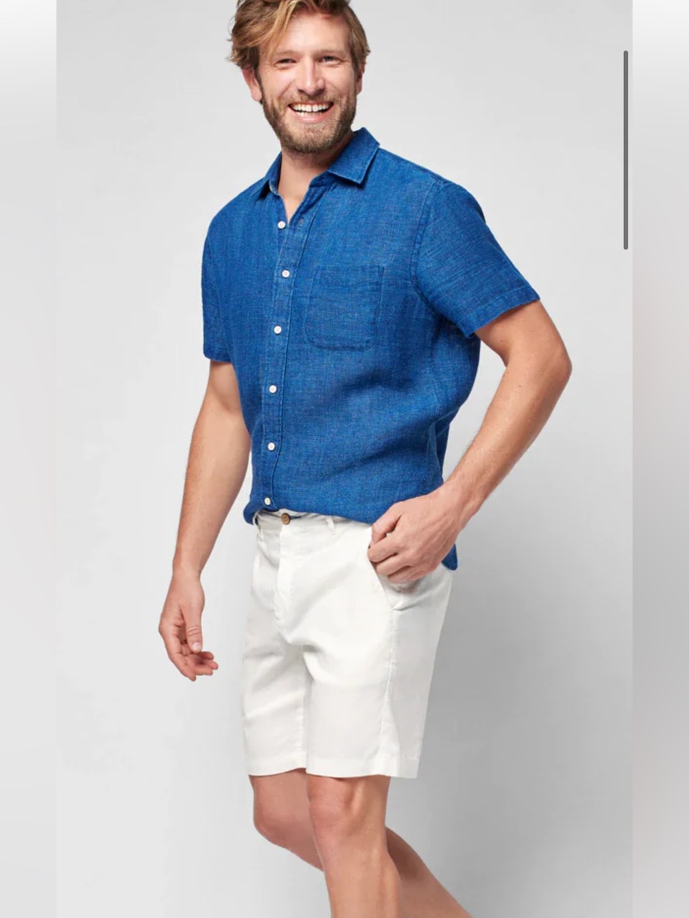 Faherty Men's Casual Linen-Blend Chino Shorts. Size 36